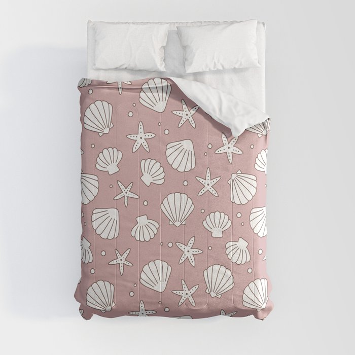 Seashell Pattern (white/dusty rose) Comforter