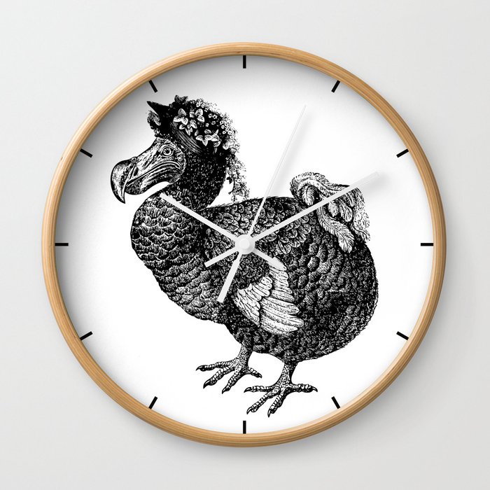 Mrs Dodo | Dodo Bird | Extinct Birds | Black and White | Wall Clock