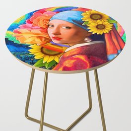 Girl With A Pearl Earring Collage Side Table