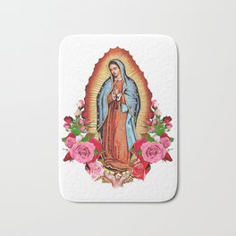 Our Lady of Guadalupe with roses Bath Mat | Virginofguadalupe, Guadalupe, Virgendeguadalupe, Ourladyguadalupe, Holymother, Mexico, Nuestrasenora, Graphicdesign, Virginmary, Ladyofguadalupe 