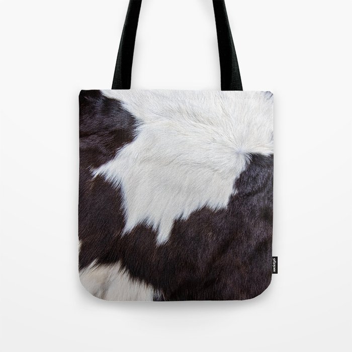 Brown and White Cow Skin Print Pattern Modern, Cowhide Faux Leather Tote Bag