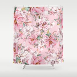 Pink Spring Flower Shower Curtain