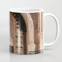 Ornate Archway Door in Marrakech, Morocco - Cream, White, Teal, Turquoise Mosaic Islamic Muslim Temple Architecture Doorway Door Arch Unique Entrance Coffee Mug