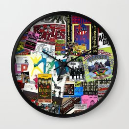 British Rock and Roll Invasion Fab Four Vintage Concert Rock and Roll Painting Collage portrait Wall Clock
