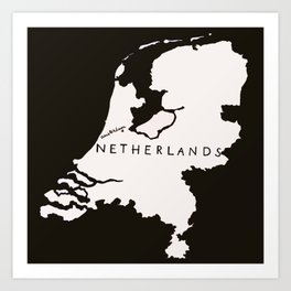 Netherlands Map Outline Art Print