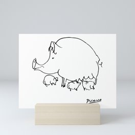 Picasso - Pig Drawing, Lines Sketch, Animals Artowork, Men, Women, Kids, Tshirts, Posters, Print Mini Art Print