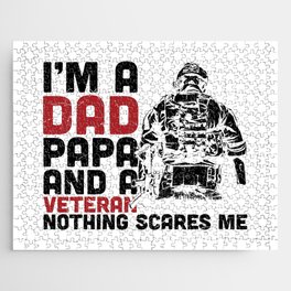 Dad Papa And Veteran Nothing Scares Me Jigsaw Puzzle