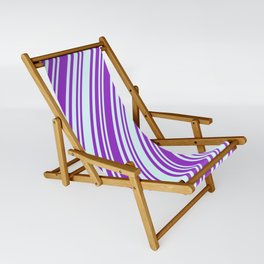 [ Thumbnail: Dark Orchid & Light Cyan Colored Stripes/Lines Pattern Sling Chair ]
