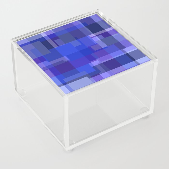 Rectangles Blue pattern Design Geometric Acrylic Box