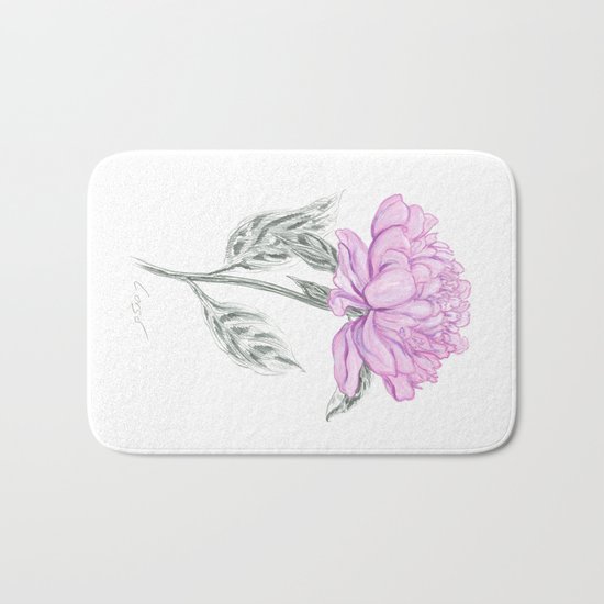Peony 02 Botanical Flower * Symbolism: Love, Marriage, Partnership, Romance & Loyalty Bath Mat