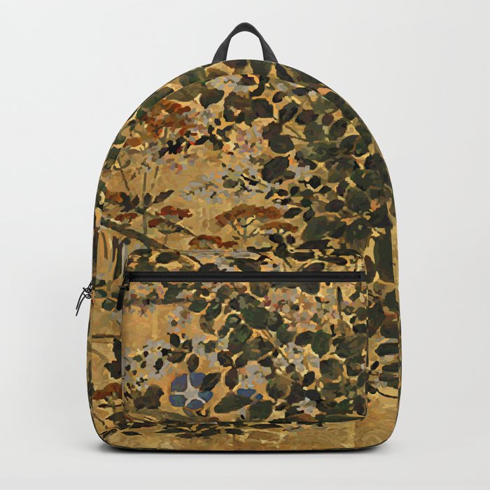 Vintage Japanese Floral Gold Leaf Screen With Morning Glory Backpack