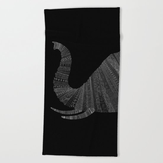 Elephant (On Black) Beach Towel