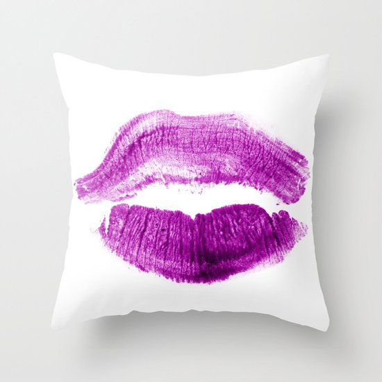 Fuchsia Lips Throw Pillow