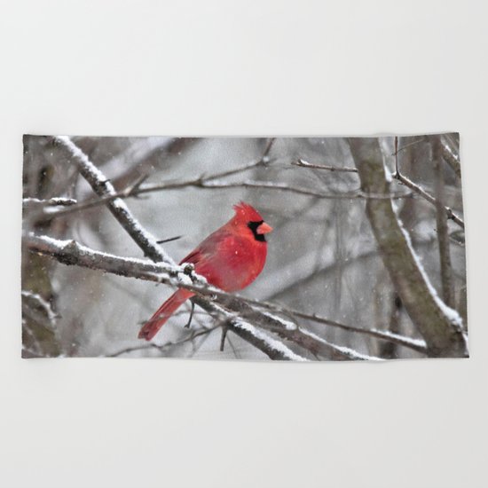 Quiet Time in the Snowy Woods Beach Towel