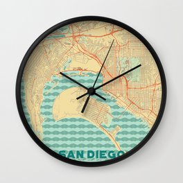 San Diego Map Retro Wall Clock