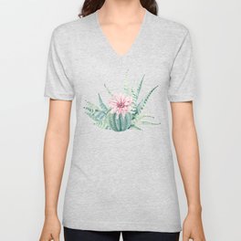 Aloe Cactus Rose Pink V Neck T Shirt