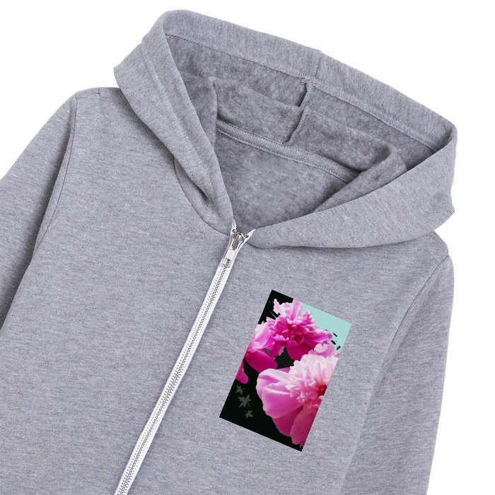 Pastel pink peony fantasy Kids Zip Hoodie