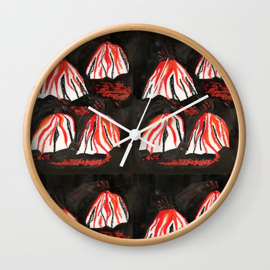 Volcanoes at Night Wall Clock