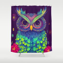 Colorful Owl Shower Curtain