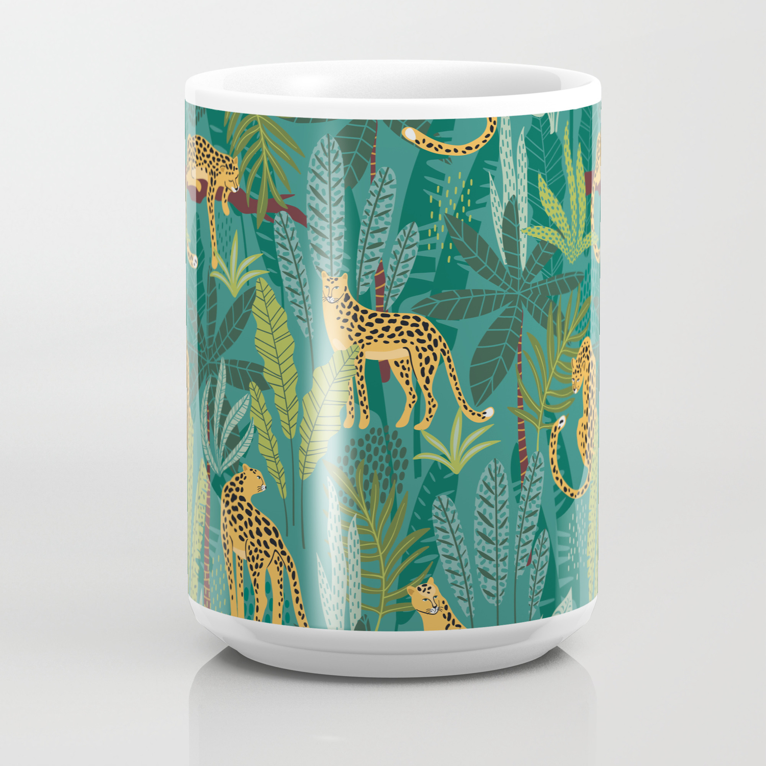 Preppy Tropical Leopard Jungle Scene Coffee Mug By Cafe Pretzel | Society6