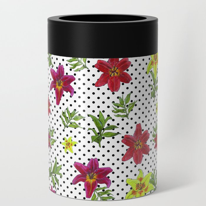 Red, Orange and Yellow Lillies Can Cooler