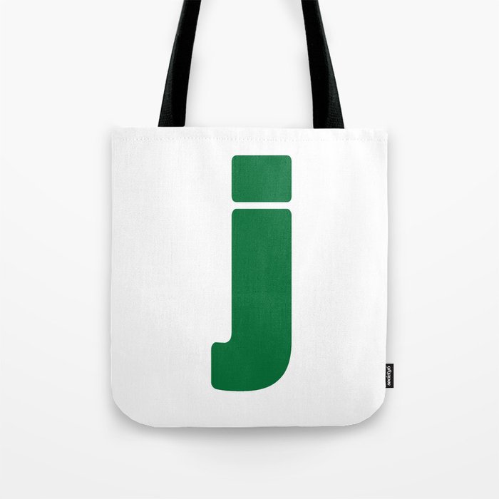 j (Olive & White Letter) Tote Bag