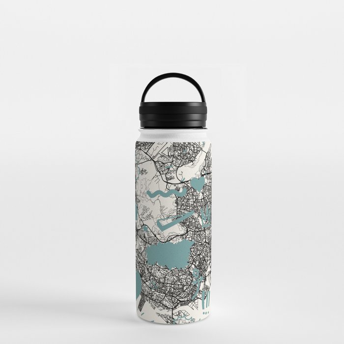 Singapore City Map Drawing Water Bottle