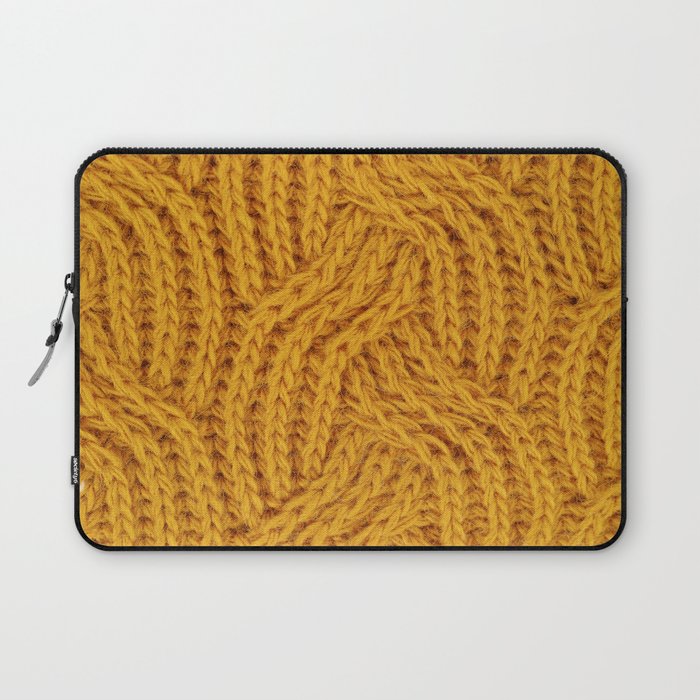 Brown yellow Knitted textile  Laptop Sleeve