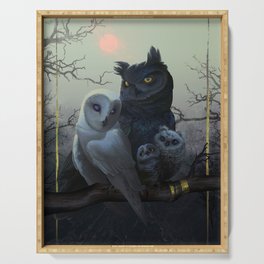 Owl Family Portrait Serving Tray