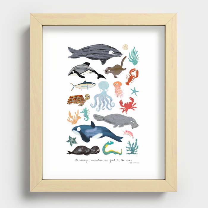 Sea Change: Ocean Animals Recessed Framed Print