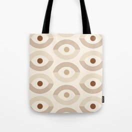 Geometric Eye Pattern in Neutral Colors Tote Bag
