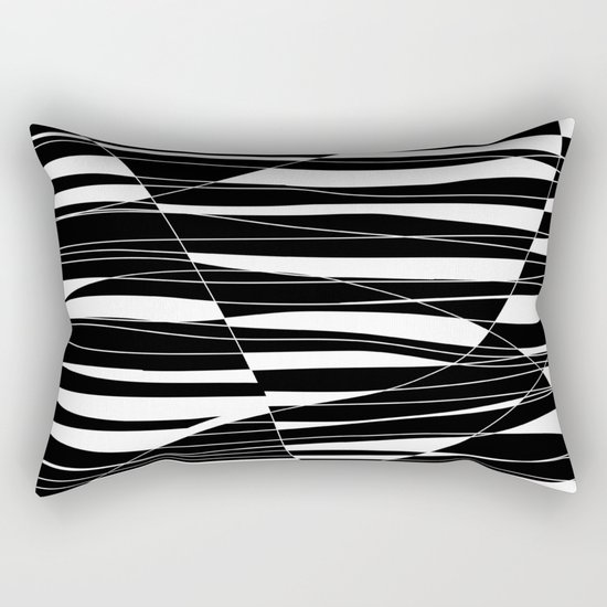 Carved Black and White Wave Rectangular Pillow