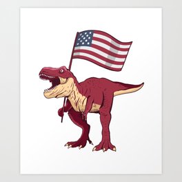 Rex USA Flag Funny 4th Of July Dinosaur Gift For Kids Art Print