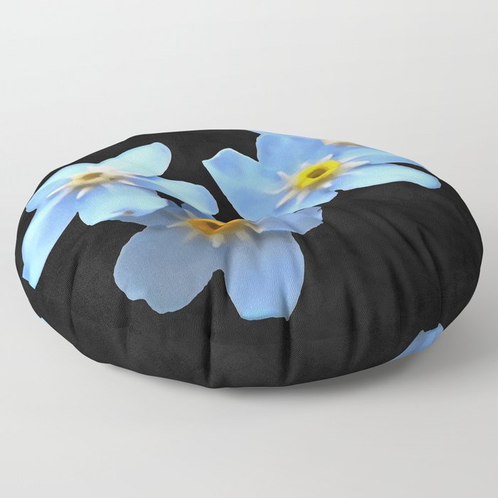 Forget Me Nots Remembrance Flowers On Black Background Floor Pillow