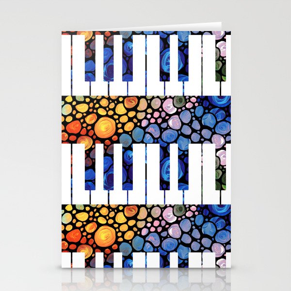 Whimsical Mosaic Music Art - Colorful Piano Stationery Cards