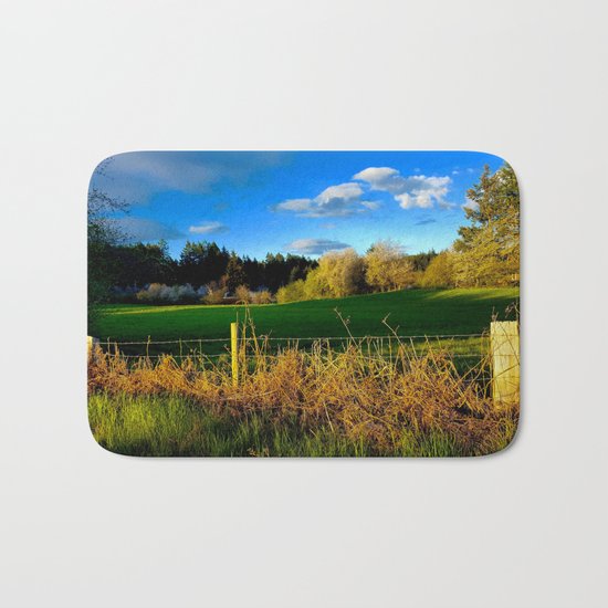 Golden Evening Light Across A Field Bath Mat
