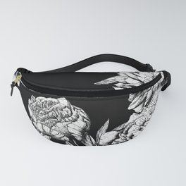 FLOWERS IN BLACK AND WHITE Fanny Pack | Peony, Abstract, Garden, Xmas, Vintage, Christmas, Holiday, Nature, Flowers, Flower 
