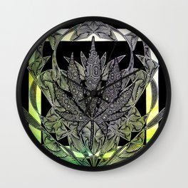 Green Cannabis Leaf Wall Clock