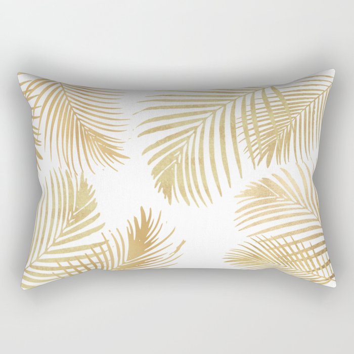 Gold Palm Leaves Rectangular Pillow