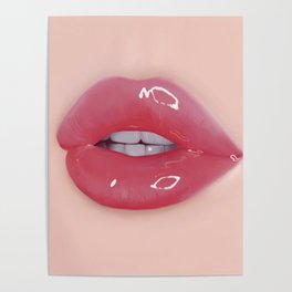 Red Glossy Lips Poster