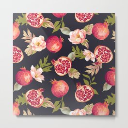 Pomegranate patterns - floral roses fruit nature elegant pattern Metal Print