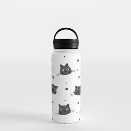 Cute cat faces and dots pattern in grey and white Water Bottle