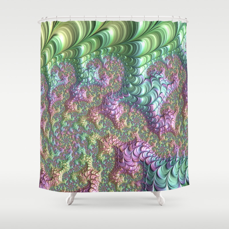 Trippy Shower Curtain Vibrant Rainbow Spiral Print for Bathroom