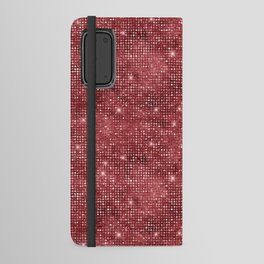Burgundy Diamond Studded Glam Pattern Android Wallet Case
