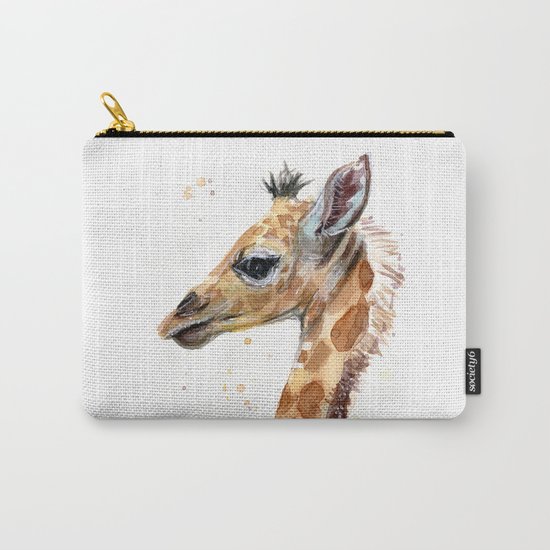 Giraffe Watercolor Cute Baby Animals Whimsical Art Carry-All Pouch