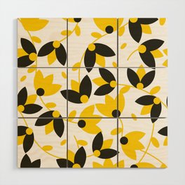 Modern Mustard Colored Flowers Pattern! Wood Wall Art