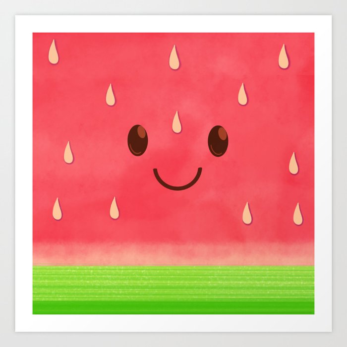 Cute Smiley Watermelon Art Print