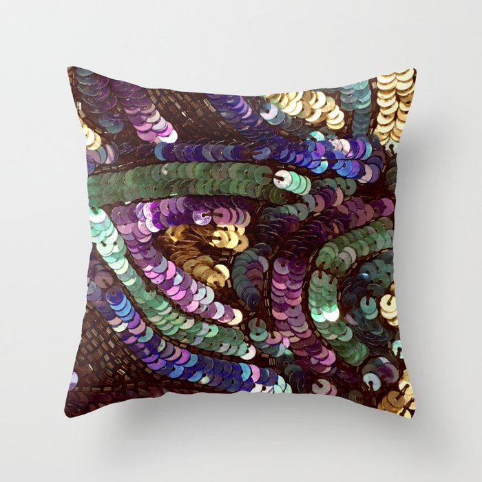 Colorful Vintage Sequin Design Throw Pillow