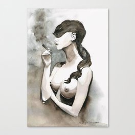 Watercolor Painting By Mahsawatercolor - Don't Be Shy Canvas Print
