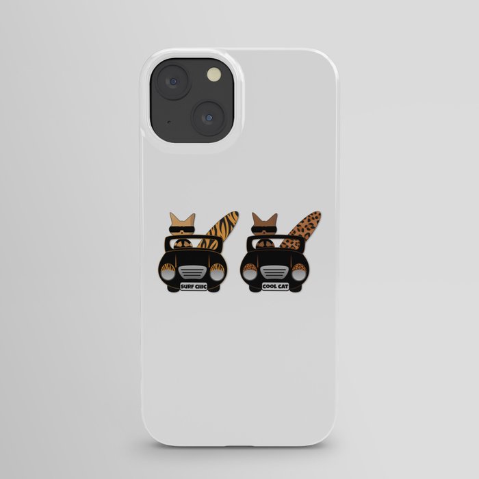 Trendy Wild Cats go Surfing in their Open Top Retro Sports Cars iPhone Case